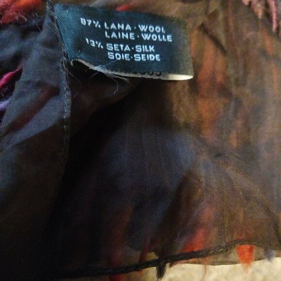 Italian Silk/Wool Tittorio 17"x57" Weaved Fringe Statement Piece Scarf Unisex - Picture 9 of 9